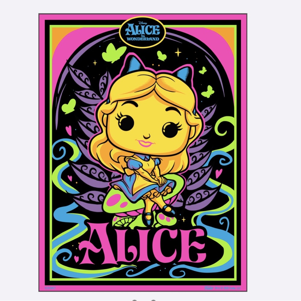 Funko Alice (black light) poster Alice in Wonderland w/ original tu…